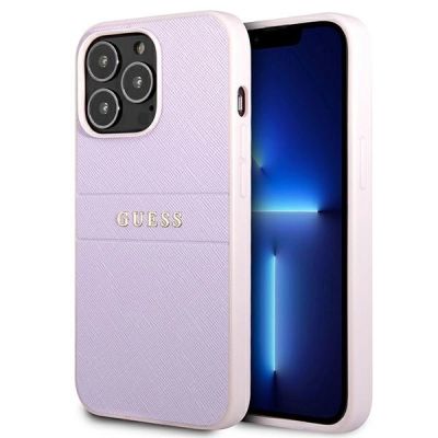 Etui Guess Saffiano Hot Stamp & Metal Logo na iPhone 13 Pro / iPhone 13 - fioletowe