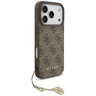 3. Etui Guess 4G Charms Collection MagSafe na iPhone 17 Pro - brązowe