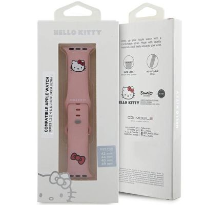 5. Pasek Hello Kitty Silicone Kitty Head na Apple Watch 42/44/45/49mm - różowy
