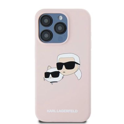 3. Etui Karl Lagerfeld Silicone Karl&Choupette MagSafe na iPhone 15 Pro - różowe