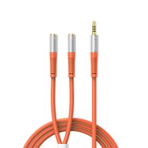 Kabel audio Orico AX2-10 rozdzielacz minijack 3,5 mm do słuchawek i mikrofonu kabel 1 m - pomarańczowy