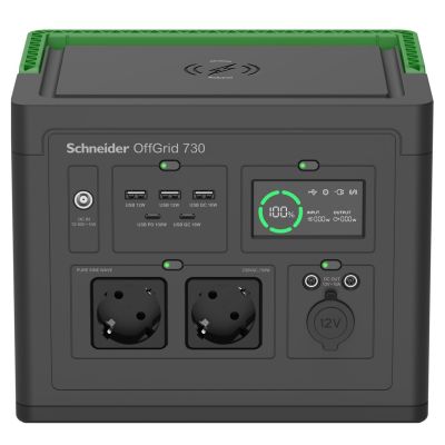 9. Przenośna elektrownia APC OffGrid 730, 738 Wh litowo-jonowa, LCD, 2 gniazda CEE 7/3 Schuko, Sinewave, 3 USB-A, 2 USB-C, Ładowarka bezprzewodowa