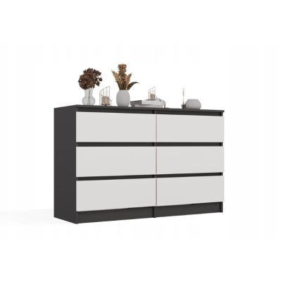 2. M6 MALWA KOMODA 120CM 6 SZUFLAD ANT/BIEL KOMPLET