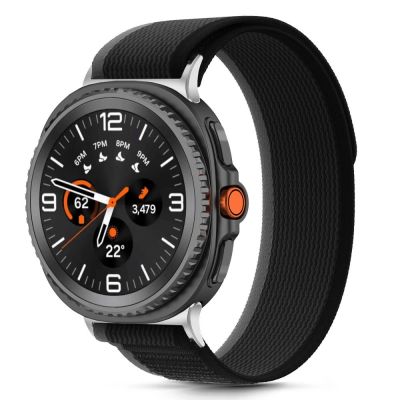 3. Pasek Tech-Protect Nylon Stripe na Samsung Galaxy Watch 40 / 44 / 46 mm - czarno-pomarańczowy