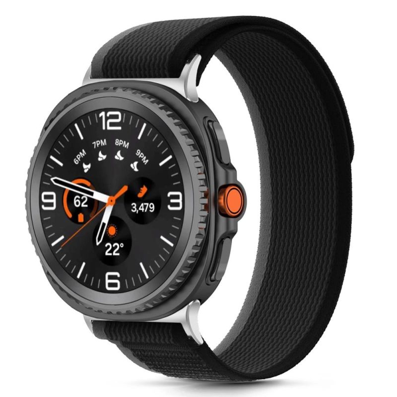 3. Pasek Tech-Protect Nylon Stripe na Samsung Galaxy Watch 40 / 44 / 46 mm - czarno-pomarańczowy
