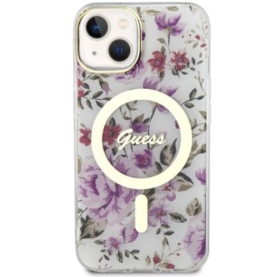 3. Etui Guess Flower MagSafe na iPhone 14 Plus - przezroczyste