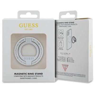 4. Uchwyt Guess MagSafe Ring Rhinestone - srebrny