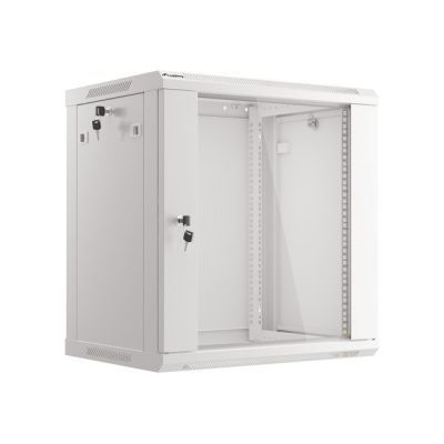 11. Szafa rack Lanberg WF01-6412-10S (12U; 635mm / 600mm / 450 mm; wisząca; Szklane; 19''; kolor szary)