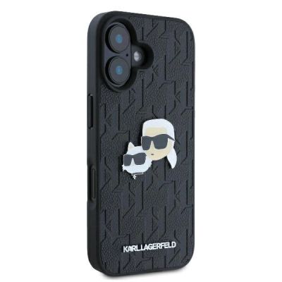 4. Etui Karl Lagerfeld Monogram Karl & Choupette Head Pin na iPhone 16 - czarne
