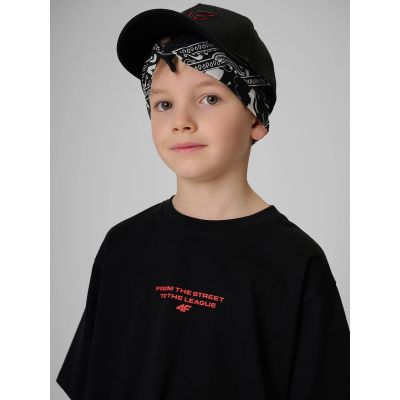 3. T-shirt loose z nadrukiem chłopięcy 4F 4FJRSS26TTSHM3835-20S