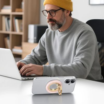 13. Uchwyt magnetyczny Tech-Protect MMR700 Lamano MagSafe na telefon - różowo-złoty