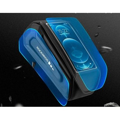 3. Torba rowerowa Rockbros 30120064001 wodoodporna na ramę z pokrowcem na telefon - czarna