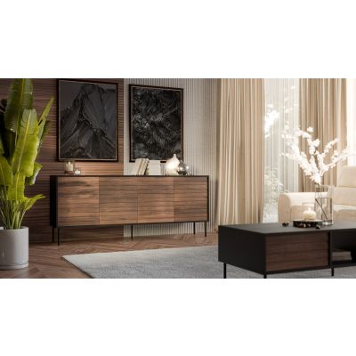 2. Komoda 4D CORTINA 200x40x81 czarny/orzech