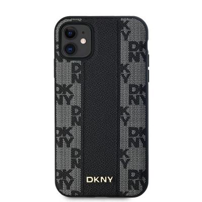 3. Etui DKNY Leather Checkered Mono Pattern MagSafe na iPhone 11 / Xr - czarne