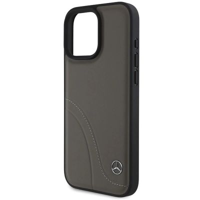 6. Etui Mercedes MB Curved Stitches Leather na iPhone 16 Pro Max - brązowe