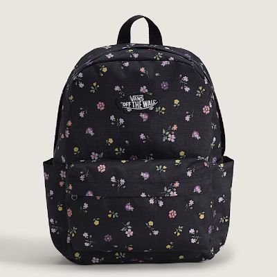 5. Plecak szkolny Vans Old Skool Classic Backpack 22L Czarny kwiaty kwiatki - VN000H56HTL
