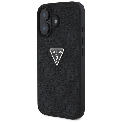 2. Etui Guess Hot Stamp 4G Pattern Triangle Metal Logo na iPhone 16 - czarne
