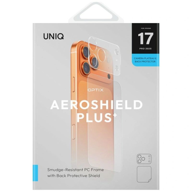 6. Folia ochronna na aparat i tył panelu UNIQ Optix Aeroshield+ Camera Module Protector na iPhone 17 Pro Max
