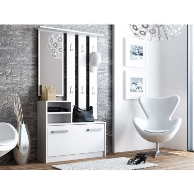 3. GARDEROBA-SZAFKA, LUSTRO, WIESZAK / BIAŁA GB1