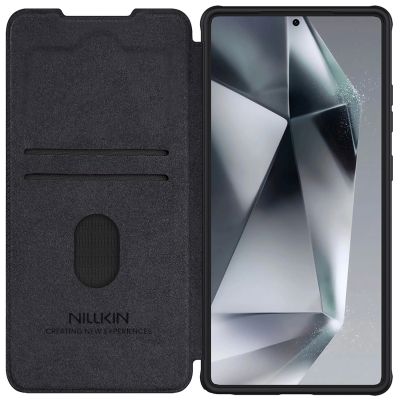 3. Etui Nillkin Qin Pro na Samsung Galaxy S25 Ultra z klapką i osłoną aparatu - czarne