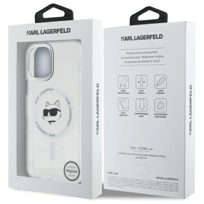 8. Etui Karl Lagerfeld IML Metal Choupette Head MagSafe na iPhone 12 - białe