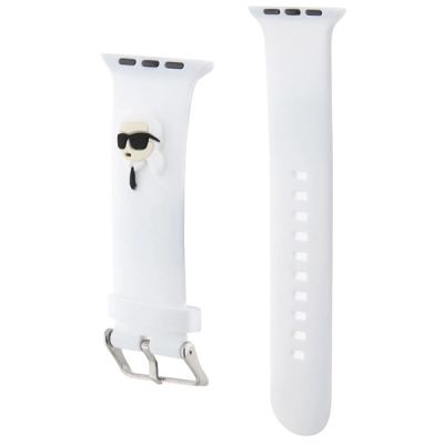 3. Pasek Karl Lagerfeld 3D Rubber Karl Head na Apple Watch 42/44/45/49mm - biały