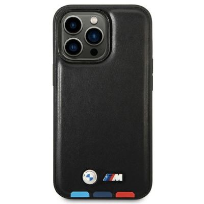 3. Etui BMW Leather Stamp Tricolor na iPhone 14 Pro - czarne