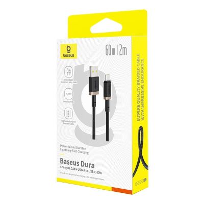 6. Kabel Baseus Dura USB-Typ C 60W 2m (czarno-złoty)