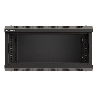 9. Szafa instalacyjna rack wisząca 19" 4U 540x350 czarna drzwi przeszklone LANBERG (flat pack)