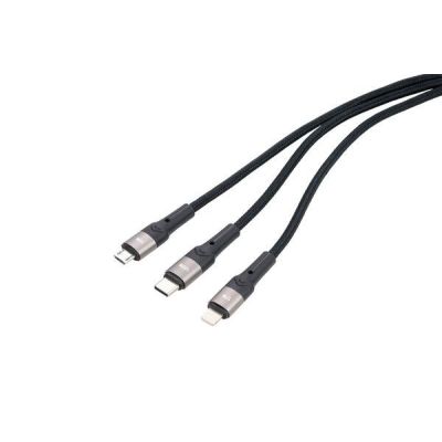 2. TROIKA DREIZACK PRO kabel USB 1,2 m USB C USB C/Micro USB-A/Lightning 100 W Czarny, Szary