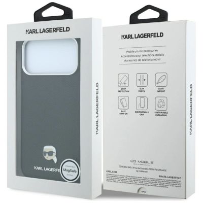 8. Etui Karl Lagerfeld Grained Karl Head Metal MagSafe na iPhone 18 Pro / 17 Pro - czarne