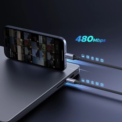 14. Kabel Ugreen 2w1 USB-C - 2xUSB-C PD 140W 2m - czarny