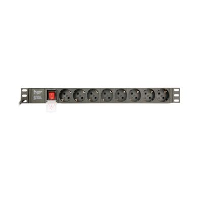 2. GEMBIRD LISTWA ZASILAJĄCA RACK 19" PDU EG-PDU-014-C14 1U, 10A, 8X SCHUKO, WTYK C14, KABEL 3M