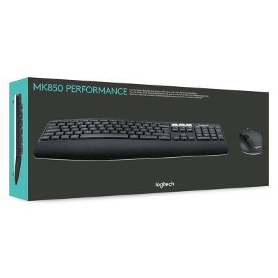 3. Logitech MK850 Performance klawiatura Dołączona myszka Uniwersalne RF Wireless + Bluetooth QWERTZ Niemiecki Czarny