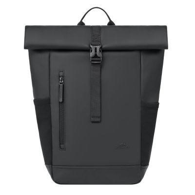 7. Rivacase Eden plecak Plecak rolowany Czarny Poliester, Skóra woskowana (Pull Up)