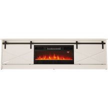 Szafka RTV GRANERO+kominek 200x56,7x35 biały/biały połysk