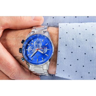 5. Zegarek Męski Giewont Chronograph Sapphire Srebrno Niebieski GW9140-B3