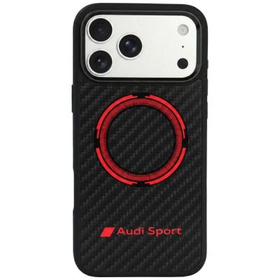 Etui Audi RSQ Carbon Fiber Sport Red Circle MagSafe na iPhone 18 Pro Max / 17 Pro Max - czarne