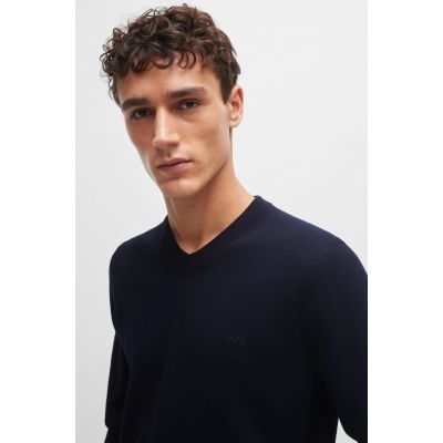 3. Sweter z dekoltem w serek BOSS Pacello-L BLU (50506042-404)