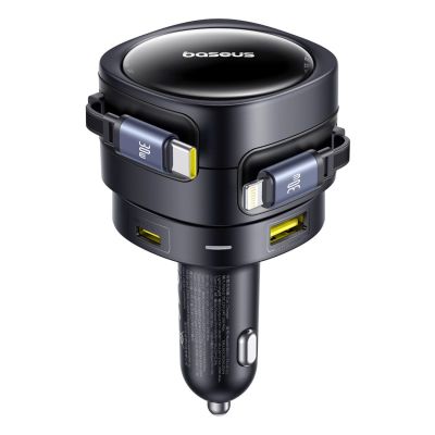 2. Ładowarka samochodowa Baseus Enjoyment Max 90W 2x USB-C + kabel USB-C i Lightning – czarna