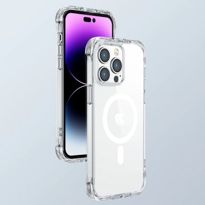 9. Joyroom Magnetic Defender magnetyczne etui do iPhone 14 Plus pancerny pokrowiec z haczykami podstawką przezroczysty (kompatybilne z MagSafe)