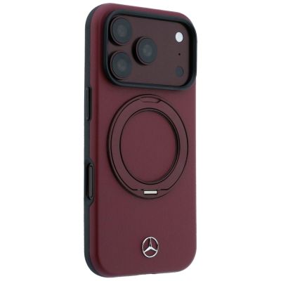 4. Etui Mercedes Leather with Ring Stand MagSafe na iPhone 18 Pro / 17 Pro - burgundowe