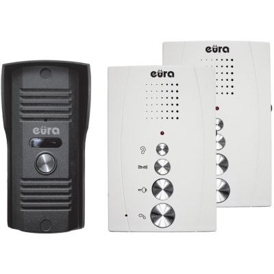 Domofon EURA ADP-51A3 'DIFESA' - 1-rodzinny, 2 unifony, interkom, (biały)