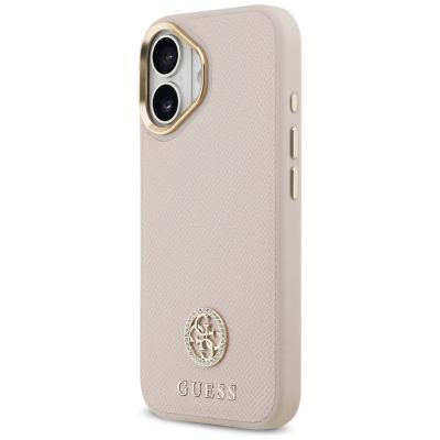 2. Etui Guess Grained Strass Logo MagSafe na iPhone 17 - różowe