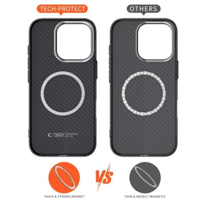 5. Etui Tech-Protect Ion Carbon MagSafe na iPhone 16 Pro - czarno-szare