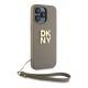 3. Etui DKNY Wrist Strap Stock Logo na iPhone 15 Pro - beżowe
