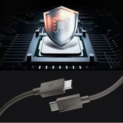 4. Kabel Spigen Essential EB6015CC USB-C 60W 150 cm - ciemnoszary