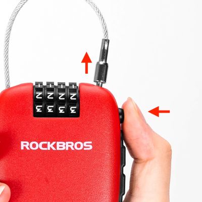 4. Zapięcie rowerowe Rockbros 32420981001 z linką zwijaną - czerwone