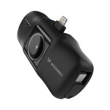 Mini powerbank Wozinsky WF16-YLS 5000mAh 15W Lightning z wbudowanym kablem USB-C i ładowarką do Apple Watch - czarny