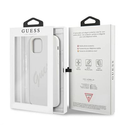 8. Etui Guess Script Vintage na iPhone 12 Pro Max - kremowe